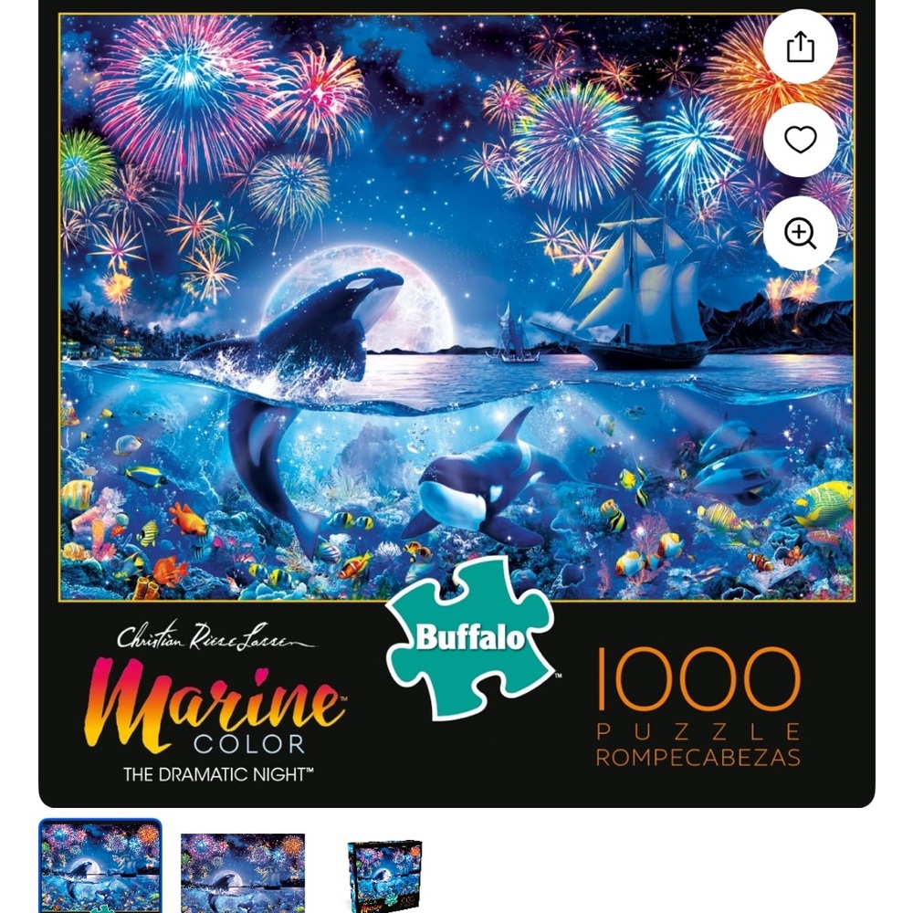 Buffalo Marine Color 1000 Piece Puzzle - Vibrant Night Fireworks